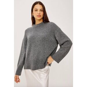 Rails Miranda Sweater in Thunder Grey Cashmere Silk Mock Neck Small